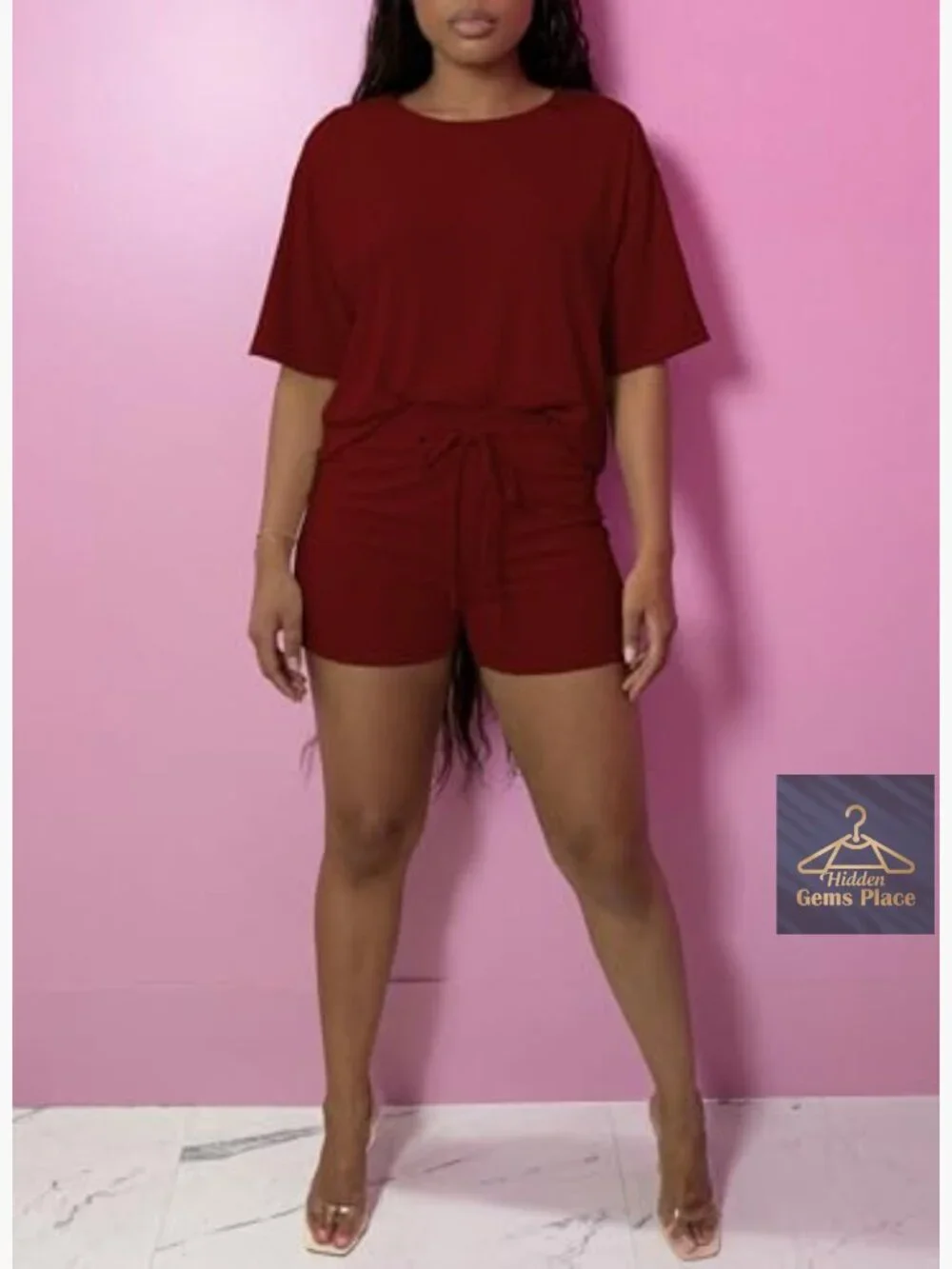 Biker Shorts Matching Lounge Set Two Piece Athletic Summer Outfit